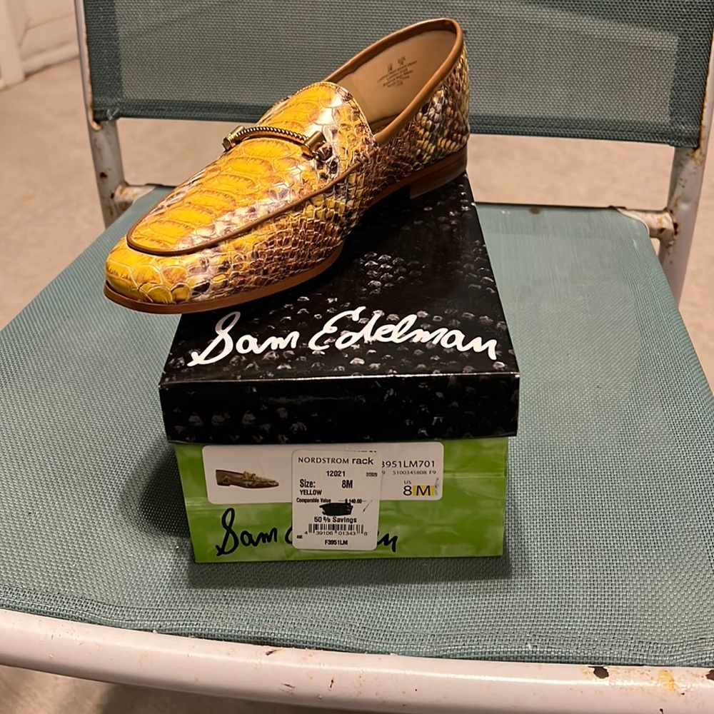 Brand new Sam Edelman, size 8 loafer fit leather snake skin like